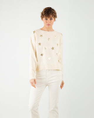 Maglioncino Stelle Paillettes Beige