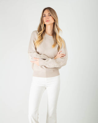 Maglia con Fiori Ricamati Beige