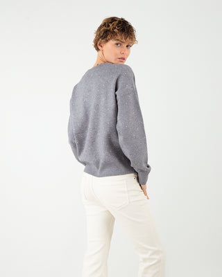 Maglione Giro Strass Grigio