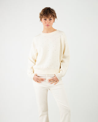 Maglione Giro Strass Burro