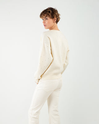 Maglione Giro Strass Burro