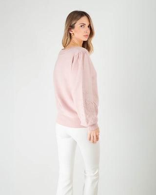 Maglia con Fiori Ricamati Rosa