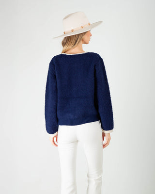 Giacchina Bouclè con Profili Blu Royal