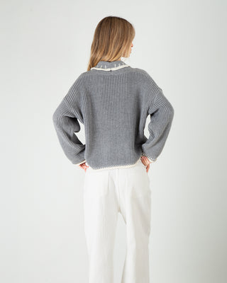 Cardigan Doppiopetto Grigio Perla