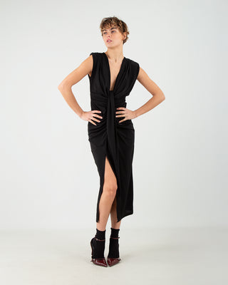 Abito Lungo Drappeggiato Nero