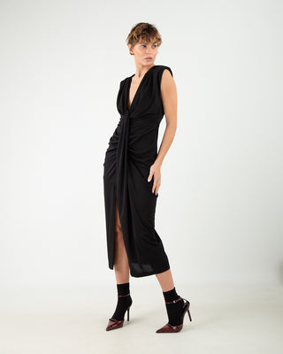 Abito Lungo Drappeggiato Nero