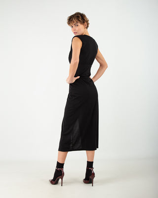 Abito Lungo Drappeggiato Nero