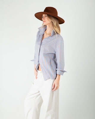 Camicia Popeline Quadri Azzurro Moro