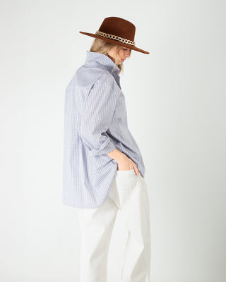 Camicia Popeline Quadri Azzurro Moro