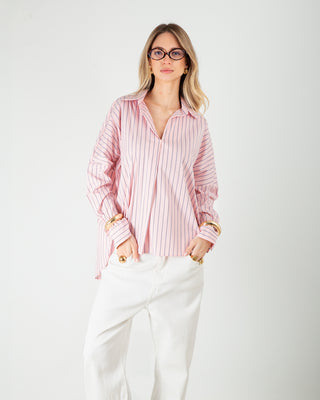 Camicia Over Righe Rosa
