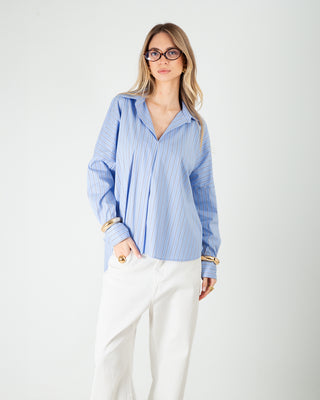 Camicia Over Righe Azzurro