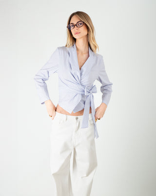 Camicia Popeline Incrociata Azzurro