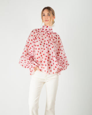 Blusa Fantasia Pois Rosa