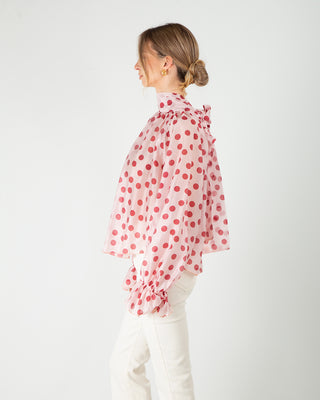 Blusa Fantasia Pois Rosa