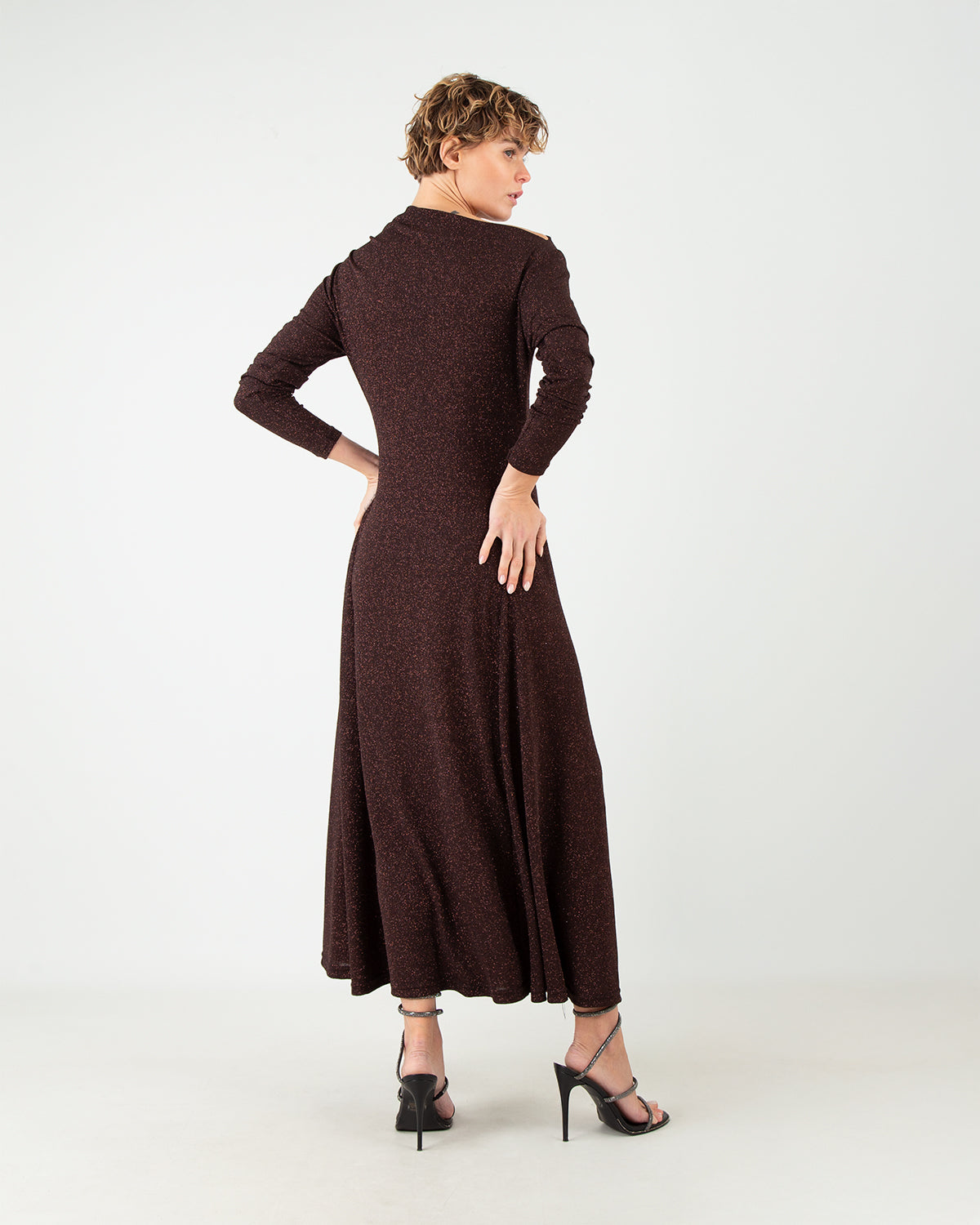 Long Lurex Dress in Dark Brown AnnaDani.com Long Lurex Dress in Dark Brown AnnaDani.com