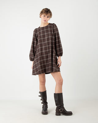 Abito Corto a Quadri Svasato Moro