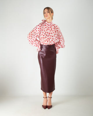 Gonna Lunga in Ecopelle Burgundy