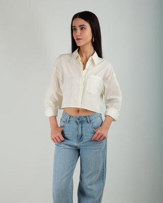 Camicia Crop Taschino Cream