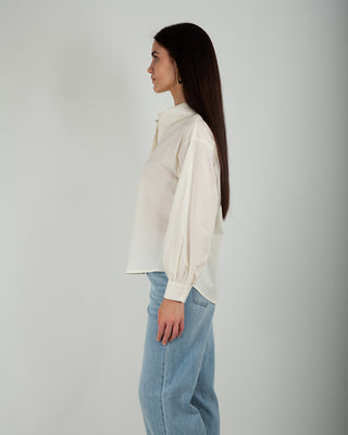 Camicia 100% Cotone Maniche Arricciate Cream