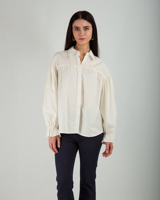 Camicia Over Polsi Arricciati Cream