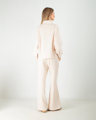 Tuta Scuba in Cotone con scollo a V Beige Chiaro