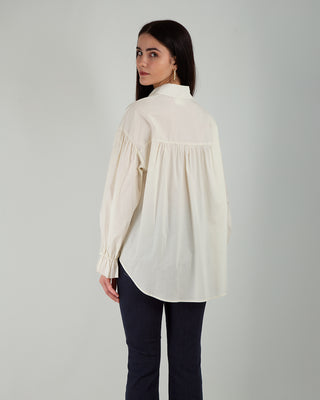 Camicia Over Polsi Arricciati Cream