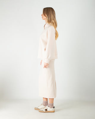 Set Coordinato Scuba in Cotone con Gonna Beige Chiaro