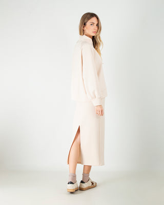 Set Coordinato Scuba in Cotone con Gonna Beige Chiaro