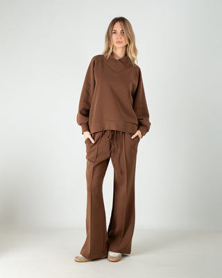 Tuta Scuba in Cotone con scollo a V Cioccolato