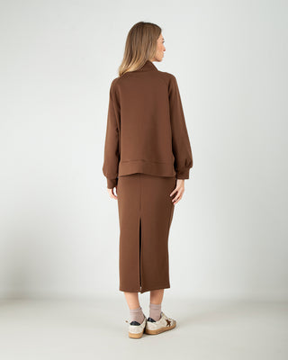 Set Coordinato Scuba in Cotone con Gonna Cioccolato