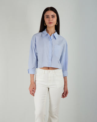 Camicia Crop Taschino Light Blue
