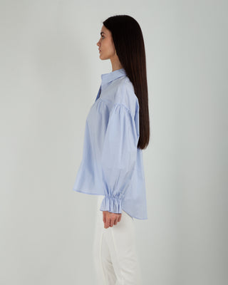 Camicia Over Polsi Arricciati Light Blue