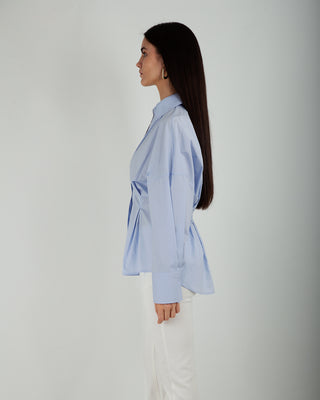 Camicia Arricciata in Vita Azzurro