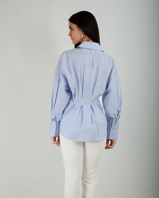 Camicia Arricciata in Vita Azzurro