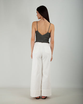 Jeans Palazzo Fit Risvolto Panna