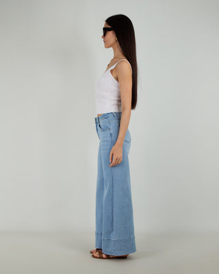 Jeans Palazzo Fit Risvolto Denim