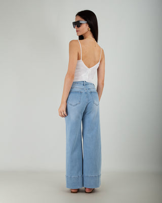 Jeans Palazzo Fit Risvolto Denim