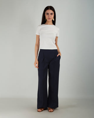 Pantalone Fluido Zip Blu