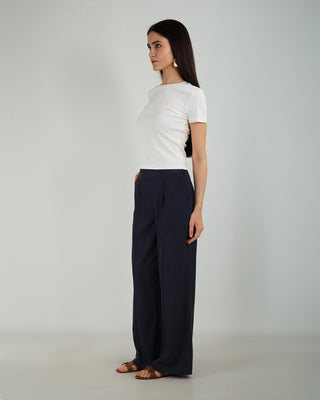 Pantalone Fluido Zip Blu