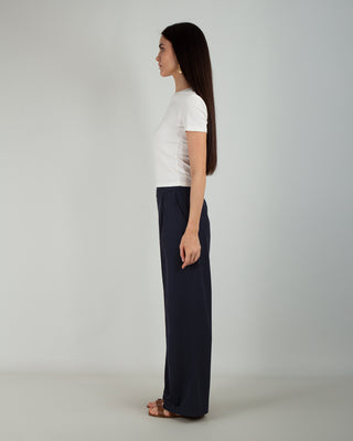 Pantalone Fluido Zip Blu