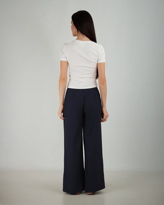 Pantalone Fluido Zip Blu