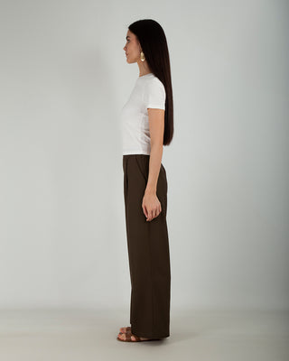 Pantalone Fluido Zip Coffee