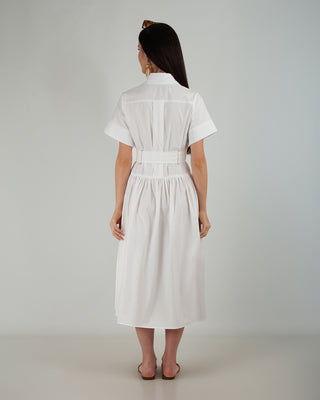 Abito 100% Cotone MM Cintura Bianco