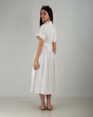 Abito 100% Cotone MM Cintura Bianco