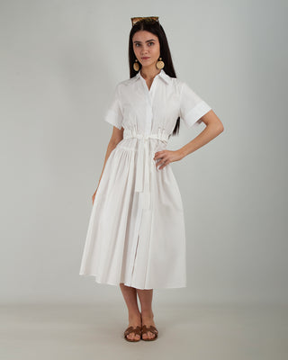 Abito 100% Cotone MM Cintura Bianco