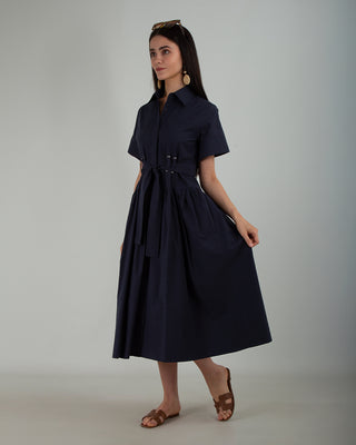 Abito 100% Cotone MM Cintura Blu