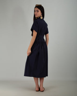 Abito 100% Cotone MM Cintura Blu