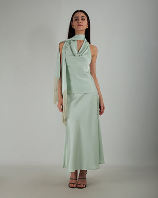 Completo in Raso Canary Green