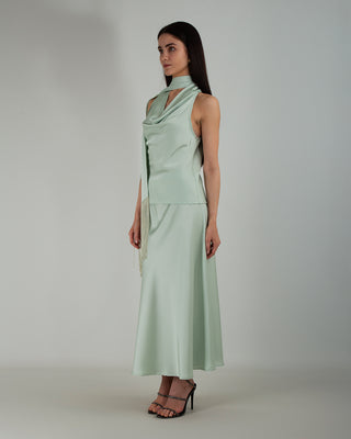 Completo in Raso Canary Green