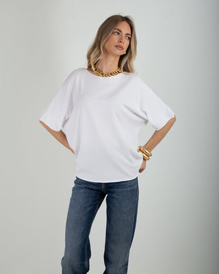 Maglia Over Viscosa Taglio Vivo White